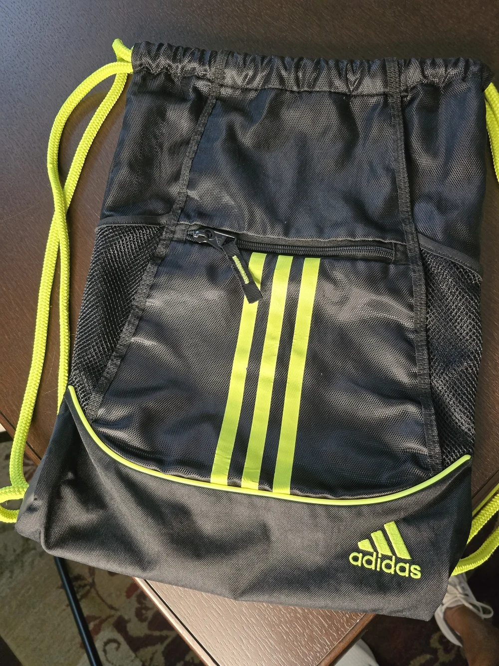 adidas Men's Black & Neon Drawstring Gym Sack